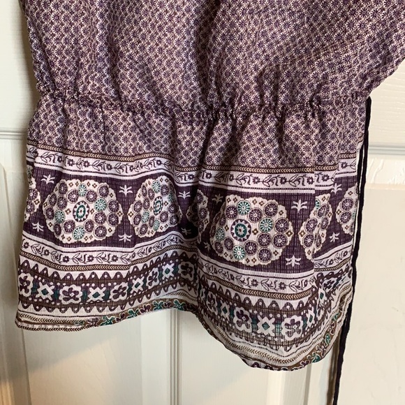 Boho tunic top w/ bottom panel & side tie L - Picture 3 of 6